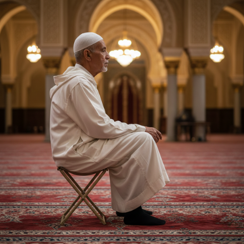 الكرسي المحمول خفيف فالهزة صحيح فالجلسة ويهنيهم من عذاب الوقوف